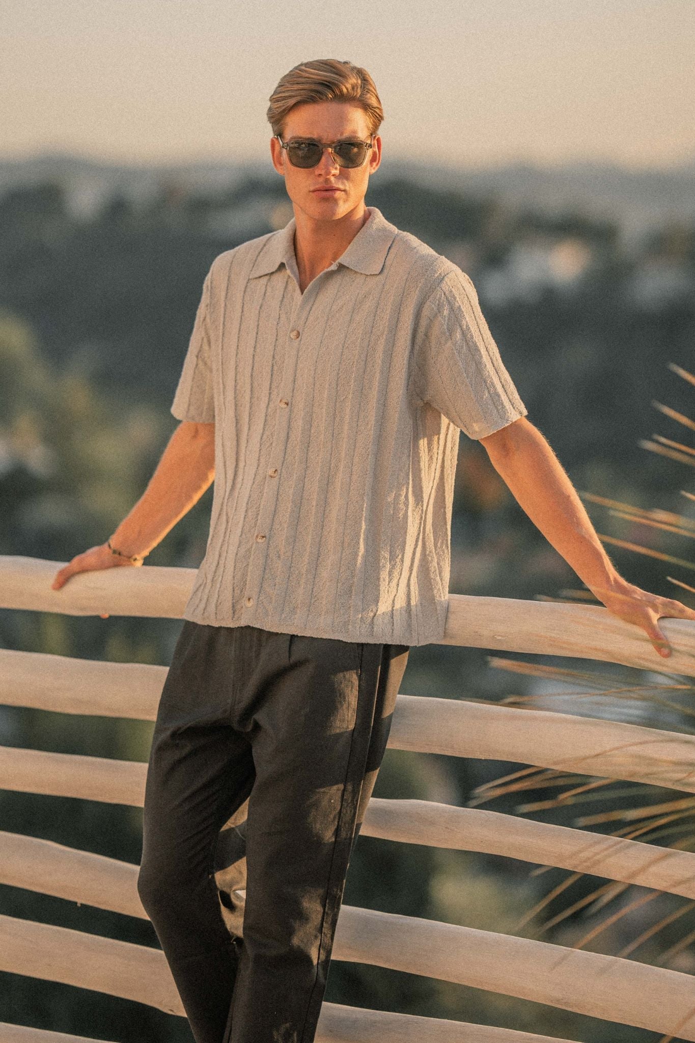 Kortærmet Textured Skjorte Grå | Skagen-clothing.dk